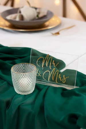 Chiffonstuch Tischläufer Cathrine dunkelgrün